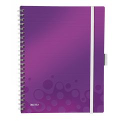 Caiet cu spira A4, 80 file, coperta PP, matematica, mov metalizat, Leitz WOW Be Mobile