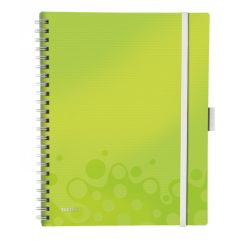 Caiet cu spira A4, 80 file, coperta PP, matematica, verde metalizat, Leitz WOW Be Mobile