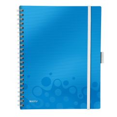 Caiet cu spira A4, 80 file, coperta PP, dictando, albastru metalizat, Leitz WOW Be Mobile