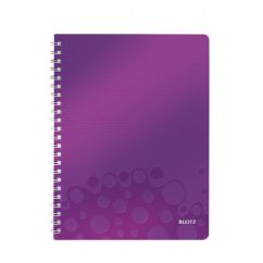 Caiet cu spira A4, 80 file, coperta PP, matematica, mov metalizat, Leitz WOW