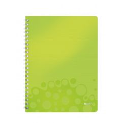 Caiet cu spira A4, 80 file, coperta PP, matematica, verde metalizat, Leitz WOW