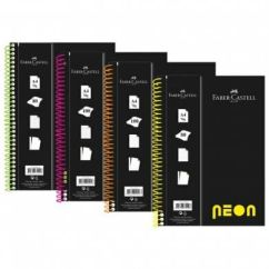 Caiet cu spira A4, 80file, coperta plastic, dictando, neon, Faber-Castell