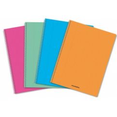 Caiet cu spira A4, 60file, coperta PP, matematica, diferite culori, Aurora