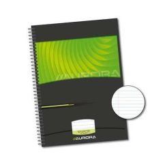 Caiet cu spira A4, 72file, coperta cartonata, dictando, negru/verde, Aurora Mano