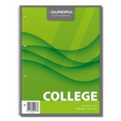 Caiet cu spira A4, 80file, coperta cartonata, dictando, 4 perforatii, verde, Aurora College