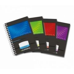 Caiet cu spira A6, 50file, coperta cartonata, matematica, diferite culori, Aurora Mano