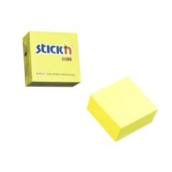 Notes autoadeziv cub, 76x76mm, 400 file/set, galben neon, Stick'n