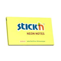 Notes autoadeziv, 76x127mm, 100 file/set, galben neon, Stick'n
