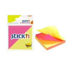 Notes autoadeziv, 76x76mm, 2 culori x 50 file/set, roz/galben neon, Stick'n