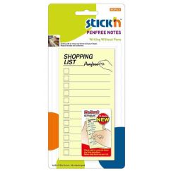 Notes autoadeziv - shopping list-pen free, 150x76mm, 30 file/set, galben pastel, Stick'n
