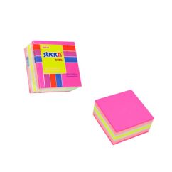 Notes autoadeziv cub, 76x76mm, 5 culori x 80 file/set, neon/pastel, Stick'n