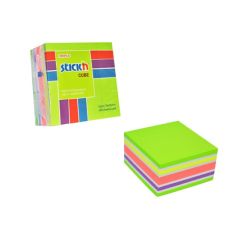 Notes autoadeziv cub, 76x76mm, 5 culori x 80 file/set, neon/pastel, Stick'n