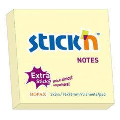Notes autoadeziv extra-sticky, 76x76mm, 90 file/set, galben pastel, Stick'n