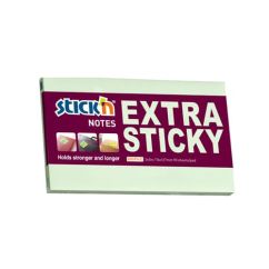 Notes autoadeziv extra-sticky, 76x127mm, 90 file/set, verde pastel, Stick'n