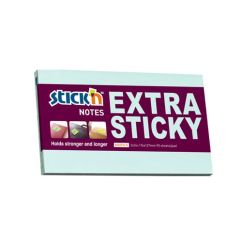 Notes autoadeziv extra-sticky, 76x127mm, 90 file/set, albastru pastel, Stick'n