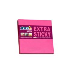 Notes autoadeziv extra-sticky, 76x76mm, 90 file/set, roz neon, Stick'n