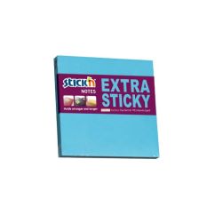 Notes autoadeziv extra-sticky, 76x76mm, 90 file/set, albastru neon, Stick'n