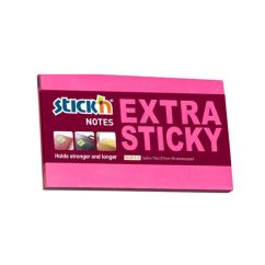 Notes autoadeziv extra-sticky, 76x127mm, 90 file/set, roz neon, Stick'n