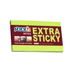 Notes autoadeziv extra-sticky, 76x127mm, 90 file/set, verde neon, Stick'n