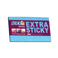 Notes autoadeziv extra-sticky, 76x127mm, 90 file/set, albastru neon, Stick'n