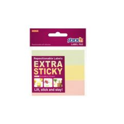 Notes autoadeziv extra-sticky, 25x88mm, 3 culori pastel x 30 file/set, Stick'n