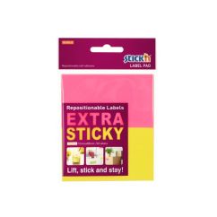 Notes autoadeziv extra-sticky, 51x88mm, 2 culori neon x 30 file/set, Stick'n