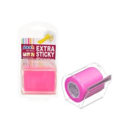 Notes autoadeziv in rola, cu dispenser, 50mmx10m, roz neon, Stick'n