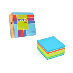 Notes autoadeziv cub, 76x76mm, 5 culori x 80 file/set, neon/pastel, Stick'n
