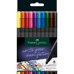 Liner, varf 0.4mm, 10 buc/set, Faber-Castell