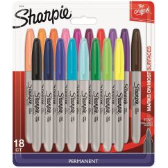 Marker permanent, varf fin 0.9mm, 18 culori/set, Sharpie Fine Point