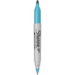 Marker permanent, 2 capete, varf fin 0.5/0.9mm, turcoaz, Sharpie Twin Tip