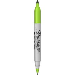 Marker permanent, 2 capete, varf fin 0.5/0.9mm, verde lime, Sharpie Twin Tip