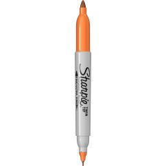 Marker permanent, 2 capete, varf fin 0.5/0.9mm, portocaliu, Sharpie Twin Tip
