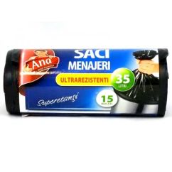Saci menajeri ultrarezistenti, 35L, 15 buc/rola, Anna