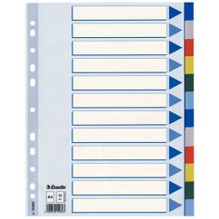 Separatoare din plastic A4, 12 buc/set, diferite culori, Esselte