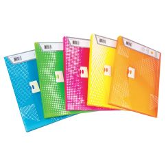 Mapa plastic A4, de prezentare, 12 compartimente, roz neon, Noki