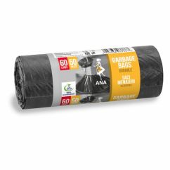 Saci menajeri, 60L, 50 buc/rola, negru, Anna