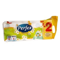 Hartie igienica, 3 straturi, 10 role/pachet, camomile, Perfex