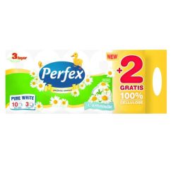 Hartie igienica, 3 straturi, 10 role/pachet, camomile, Perfex