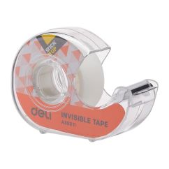 Dispenser si banda adeziva invizibila, 18mm x 7.62m, plastic, transparent, Deli