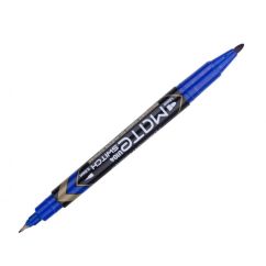 Marker pentru CD/DVD, doua capete, varf rotund 0.5/1.0mm, albastru, Deli