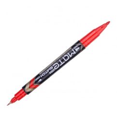 Marker pentru CD/DVD, doua capete, varf rotund 0.5/1.0mm, rosu, Deli