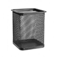 Suport instrumente de scris, patrat, plasa metalica, negru, Standard