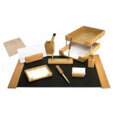 Set birou din lemn, 10 piese, maro deschis, Forpus