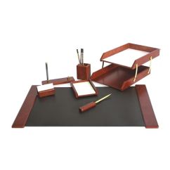 Set birou din lemn, 7 piese, bordo, Forpus