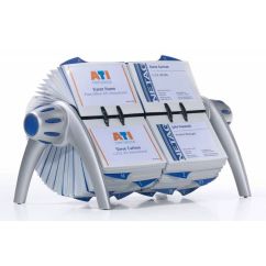 Suport rotativ, pentru 600 carti de vizita, argintiu, Durable Visifix Flip Duo