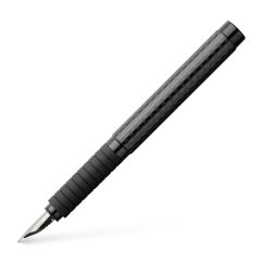 Stilou, penita extra fina, negru, Faber-Castell Essentio Aluminium