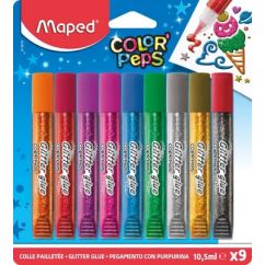 Adeziv lichid, cu slipici, 9 culori/set, Maped Color'Peps
