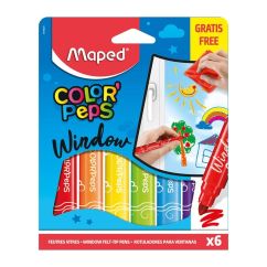 Carioca pentru geam, 6 culori/set, Maped Color`Peps
