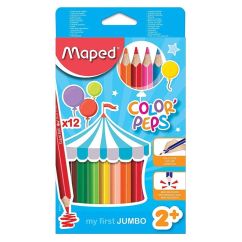 Creioane colorate, 12 culori/set, Maped Color`Peps My First Jumbo